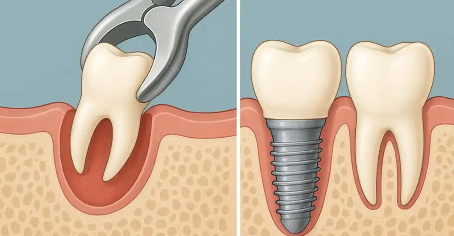 tooth extraction vs dental implant1